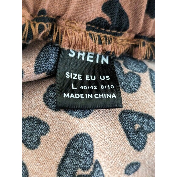 Shein Silky Leopard Print Spots Ruffle Stretch Waist Shorts Black/Brown Large - Picture 4 of 6